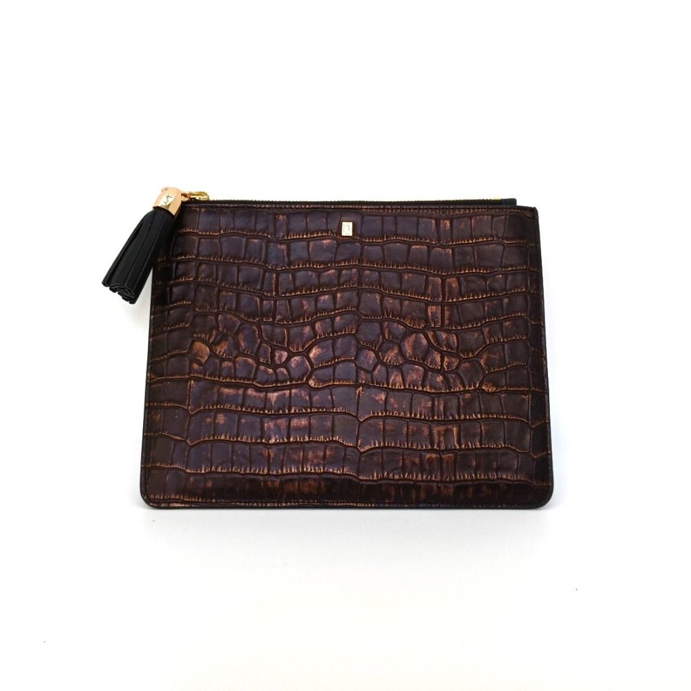 Isabella Tassel Pouch Natural Croc Luana Italy NWT